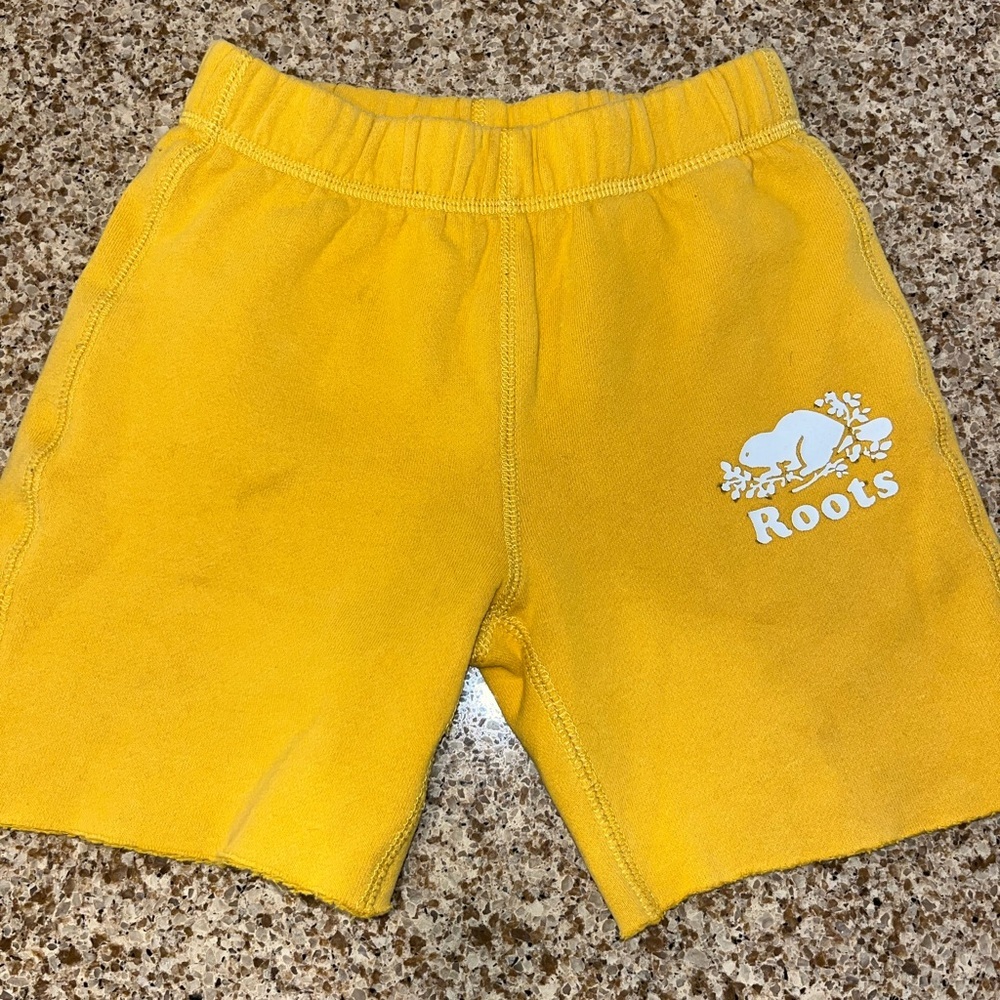 Roots Kids Yellow Logo Sweat Shorts